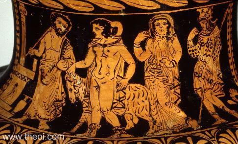 Athamas, Phrixus, Helle and the Golden-Fleeced Ram | Lucanian red-figure lekanis C4th B.C. | Harvard Art Museums, Cambridge