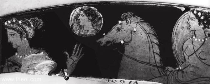 Nyx, Hesperus & Selene | Attic red figure vase painting