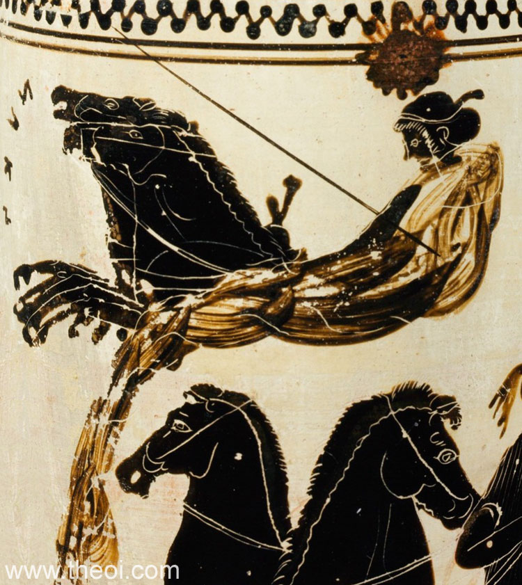 Chariot of Nyx | Attic black figure vase painting