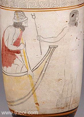 Charon & Hermes Psychopomp | Attic red figure vase painting