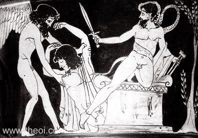 Thanatos, Alcestis & Heracles | Attic red figure vase painting