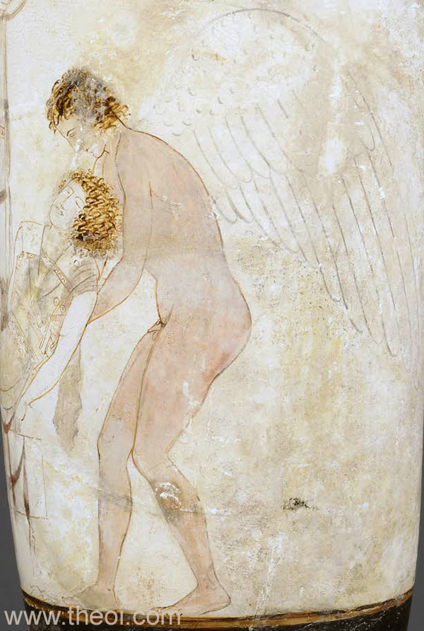 Hypnos & Body of Sarpedon | Attic red figure vase painting
