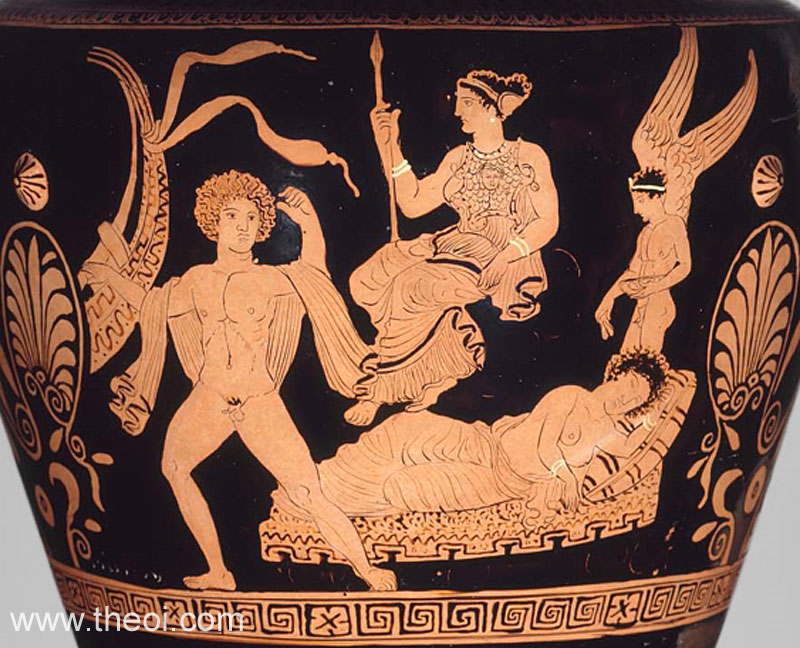Theseus & Ariadne | Apulian red figure vase painting