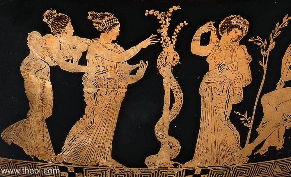 Hesperides and the golden-apple tree | Athenian red-figure hydria C5th B.C. | British Museum, London