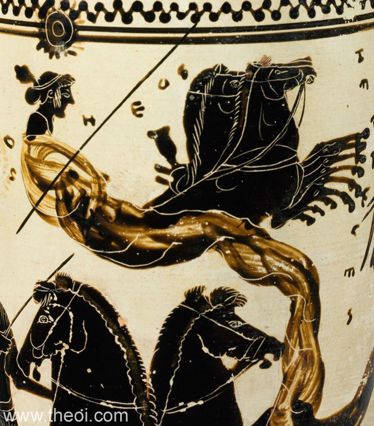 Chariot of Eos-Hemera | Attic black figure vase painting