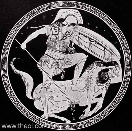 Theseus slaying Centaur | Athenian red-figure cup C5th B.C. | Staatliche Antikensammlungen, Munich