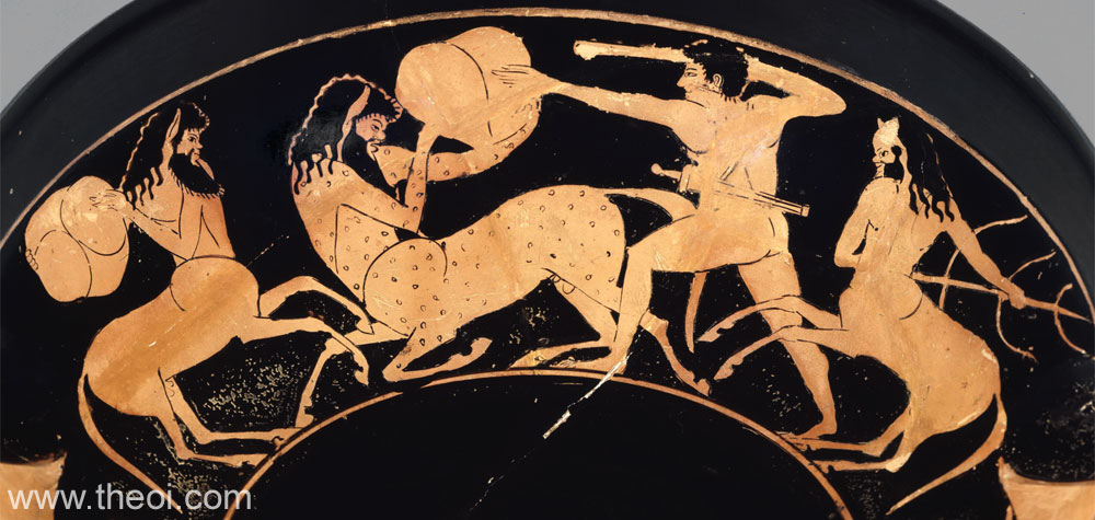 Heracles & Centaurs | Attic red figure vase painting