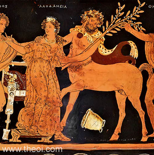 Laodameia & Centaur Eurytion | Apulian red figure vase painting