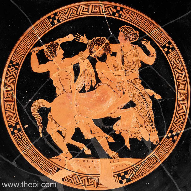 Heracles, Nessus and Deianeira | Athenian red-figure kylix C5th B.C. | Museum of Fine Arts, Boston