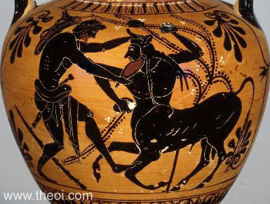Heracles & Achelous | Attic black figure vase painting