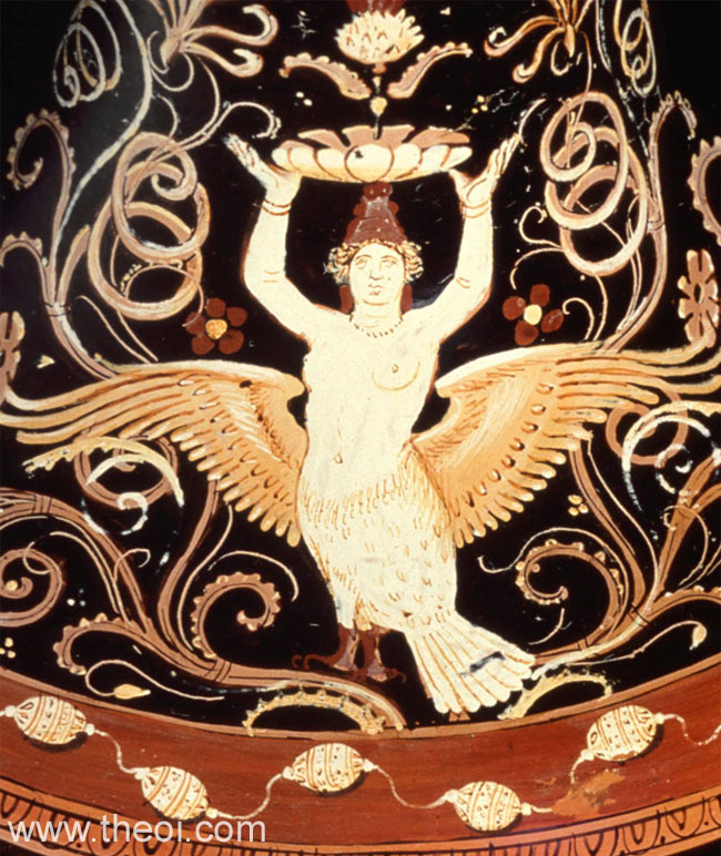 Decorative Siren | Apulian red-figure loutrophoros C4th B.C. | The J. Paul Getty Museum, Malibu