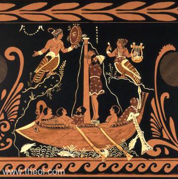 Odysseus & Sirens | Lithographic print of Greek vase painting