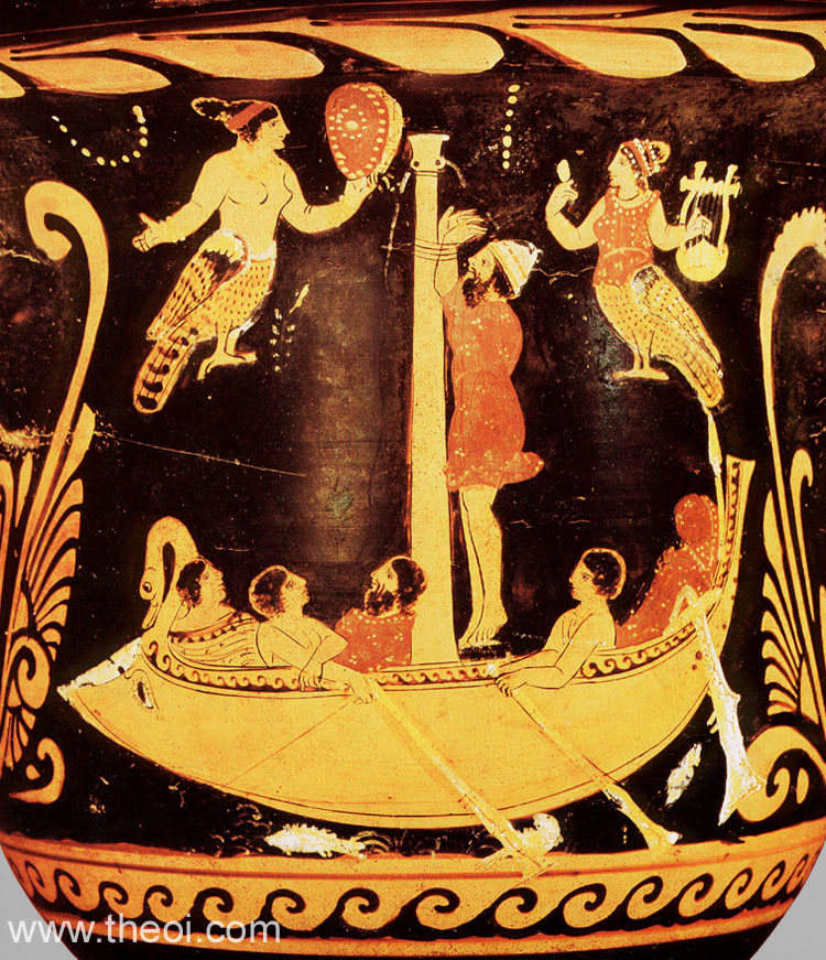 Odysseus & Sirens | Paestan red figure vase painting