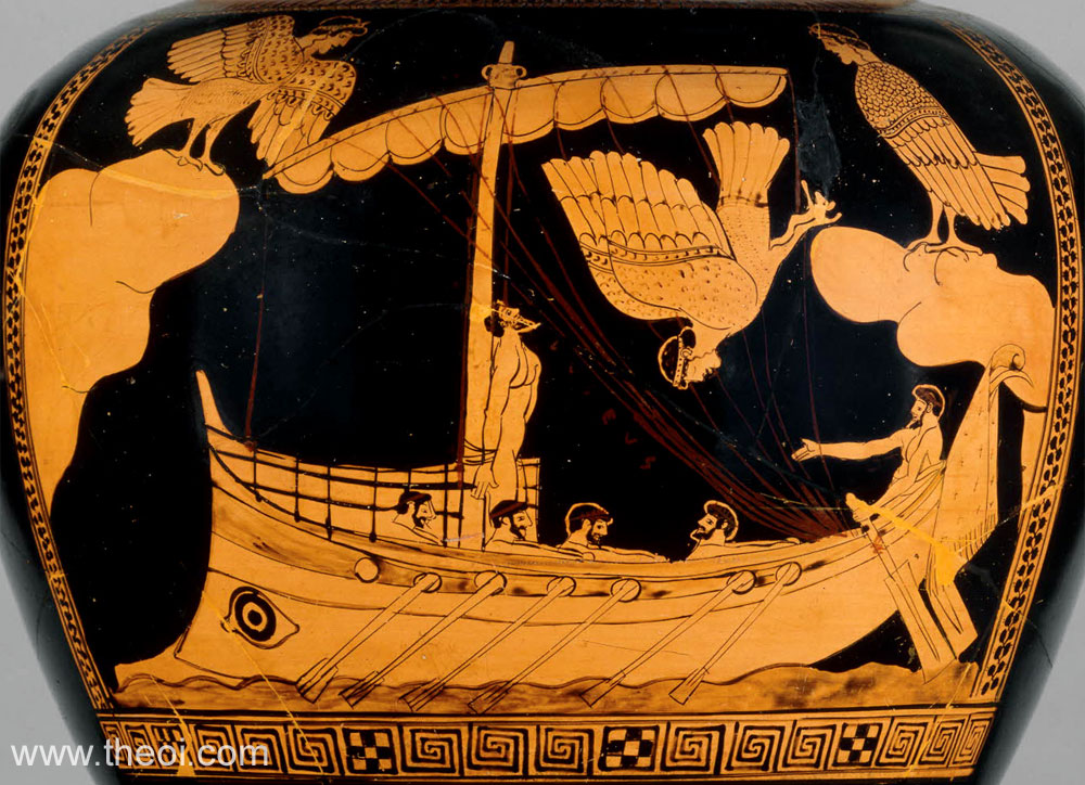Odysseus and the Sirens | Athenian red-figure stamnos C5th B.C. | British Museum, London