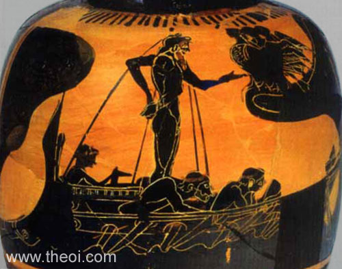 Odysseus & the Sirens | Attic black figure vase painting