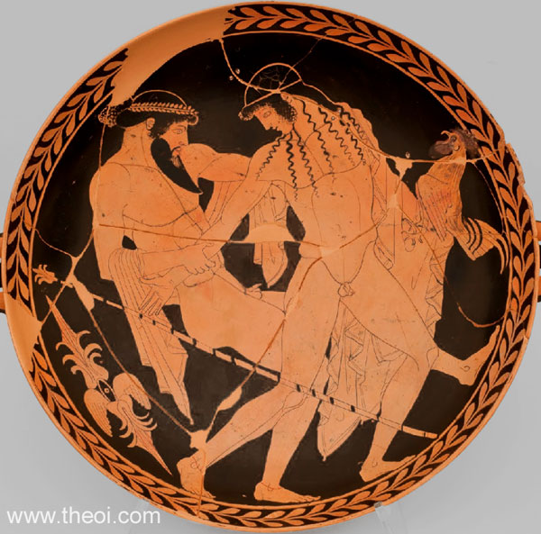Zeus and Ganymedes | Athenian red-figure kylix C5th B.C. | National Archaeological Museum of Ferrara