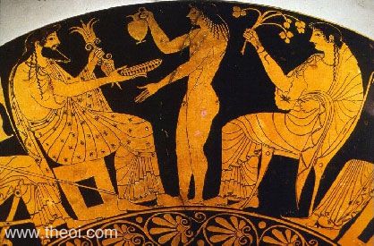 Zeus, Ganymedes & Hestia | Attic red figure vase painting