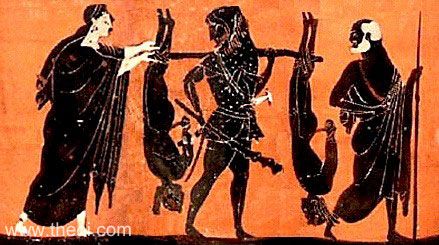 Heracles and the Cercopes | Athenian black-figure lekythos C6th B.C. | Ashmolean Museum, Oxford