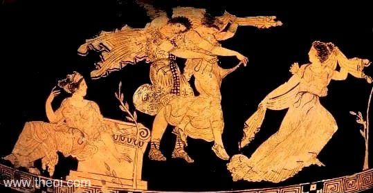 Leucippides & Dioscuri | Attic red figure vase painting