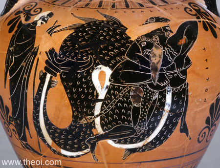Heracles wrestling Triton | Athenian black-figure amphora C6th B.C. | British Museum, London
