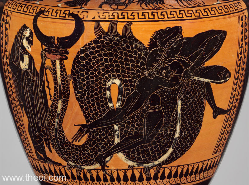 Heracles Wrestling Triton Ancient Greek Vase Painting