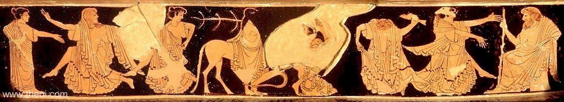 Peleus, Thetis & Nereids | Attic red figure vase painting