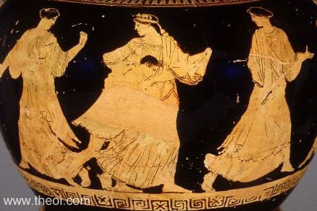 Peleus, Thetis & Nereids | Attic red figure vase painting