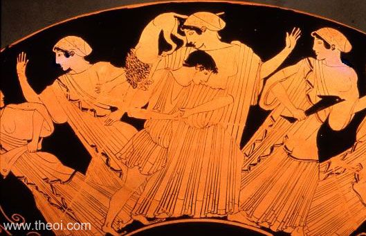 Peleus, Thetis & Nereids | Attic red figure vase painting