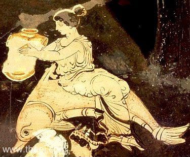 Nereid Riding Dolphin | Apulian red figure vase painting