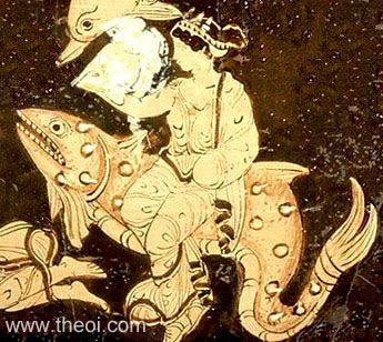 Nereid Riding Cetus | Apulian red figure vase painting