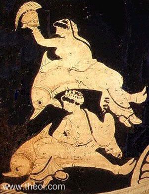 Nereids Riding Dolphins | Apulian red figure vase painting