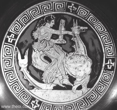 Nereid Riding Cetus | Attic red figure vase painting