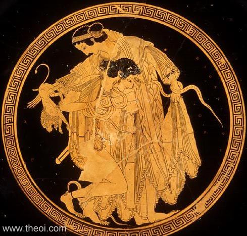 Peleus wrestling the Nereid Thetis | Athenian red-figure kylix C5th B.C. | Antikensammlung Berlin