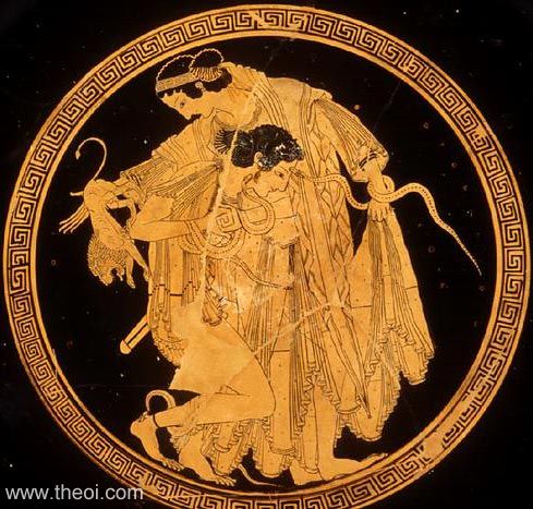 Peleus & Thetis | Attic red figure vase painting