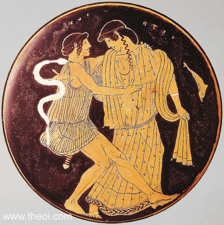 Peleus & Thetis | Attic red figure vase painting