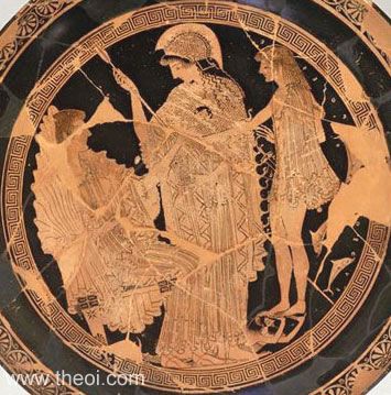 Amphitrite, Athena & Theseus | Attic red figure vase painting