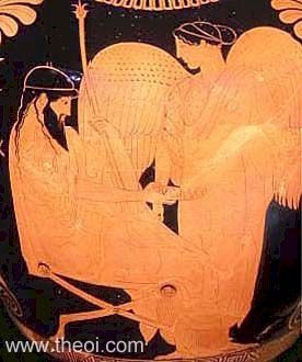 Zeus & Iris or Hebe | Attic red figure vase painting