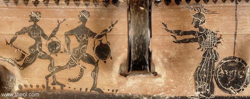 Perseus & Athena | Boeotian black figure vase painting