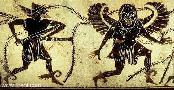 Perseus & Medusa | Attic black figure vase painting