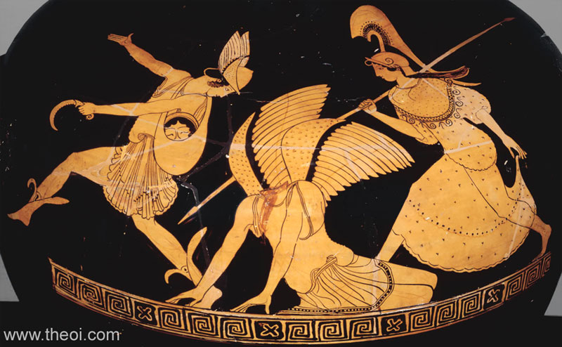 Perseus, beheaded Medusa and Athena | Athenian red-figure hydria C5th B.C. | British Museum, London