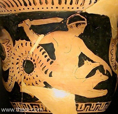 Scylla | South Italian red figure vase painting