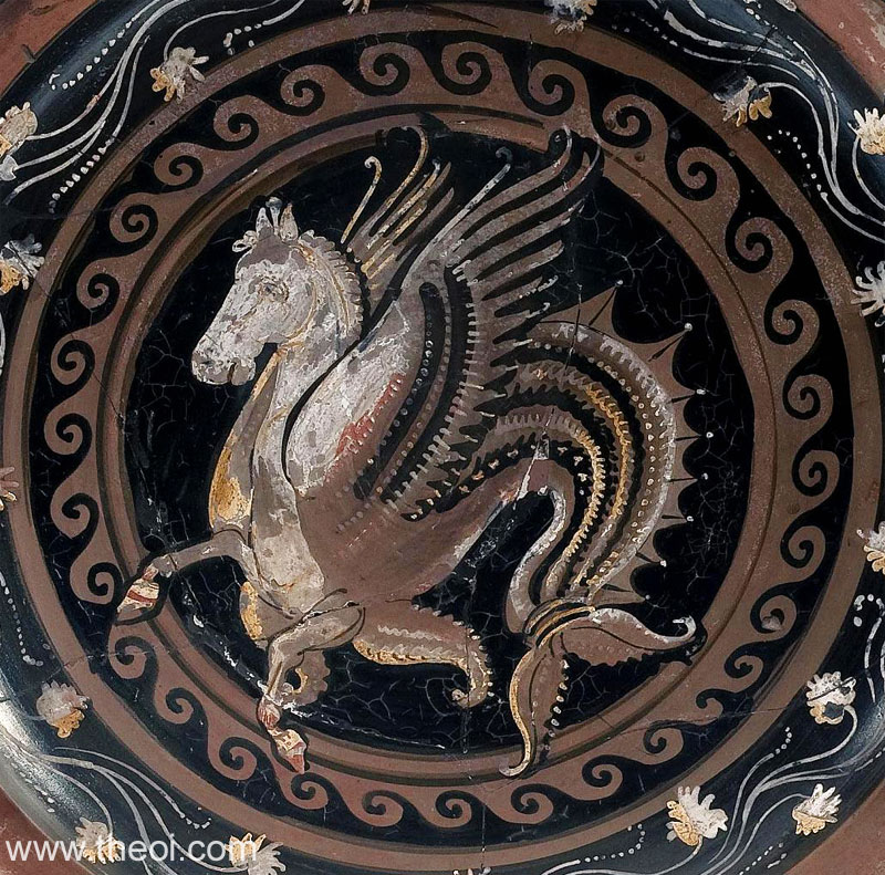 Winged Hippocamp | Apulian red-figure plate C4th B.C. | State Hermitage Museum, Saint Petersburg