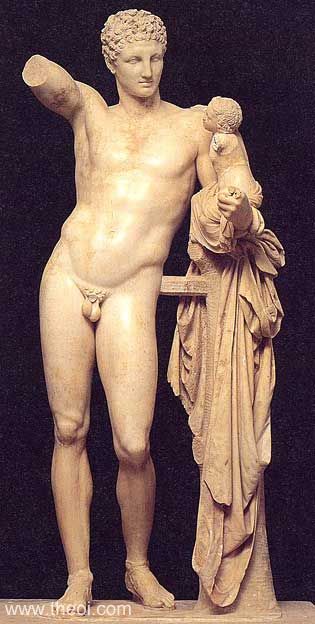 Hermes of Olympia | Greek marble statue C4th B.C. | Archaeological Museum of Olympia