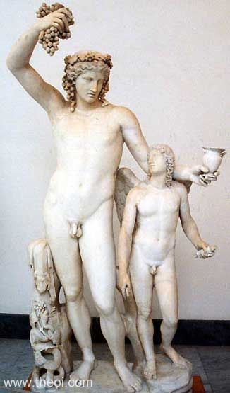 Dionysus-Bacchus and Eros | Greco-Roman marble statue | Naples National Archaeological Museum