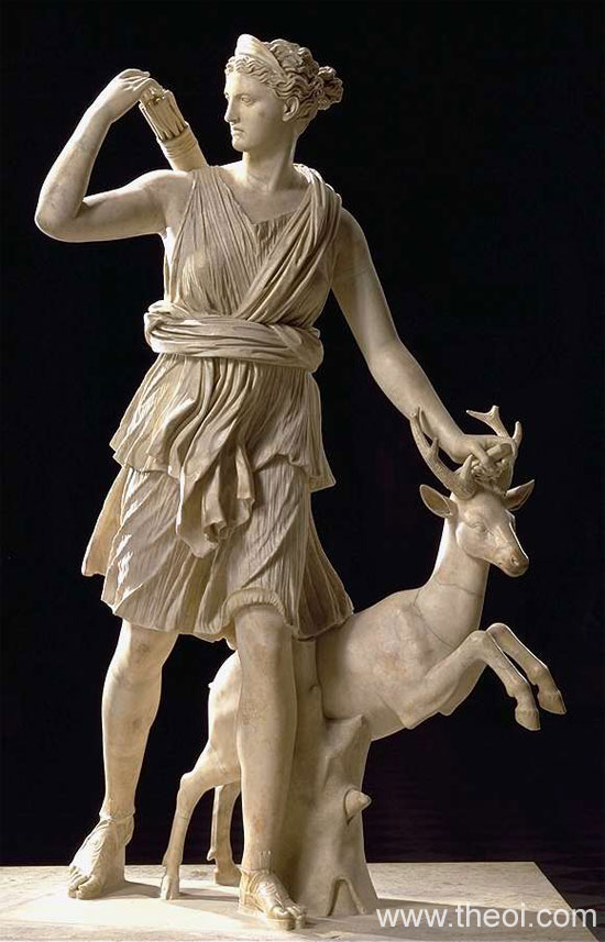 Estia Creations Artemis with deer sculpture statue Ancient Greek Goddess of hunt Diana 