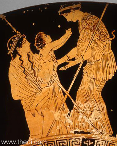 Gaea, infant Erichthonius and Athena | Athenian red-figure kylix C5th B.C. | Antikensammlung Berlin