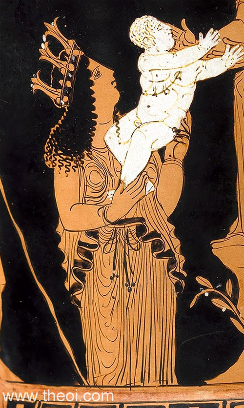 Gaea & Erichthonius | Attic red figure vase painting