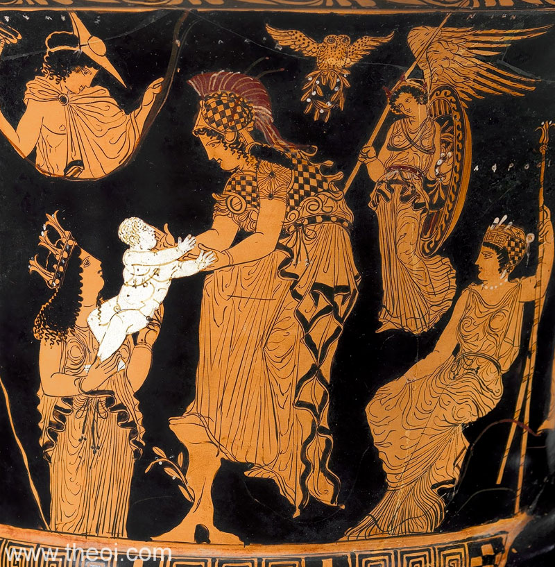Gaea, Athena and the birth of Erichthonius | Athenian red-figure calyx krater C5th B.C. | Virginia Museum of Fine Arts, Richmond