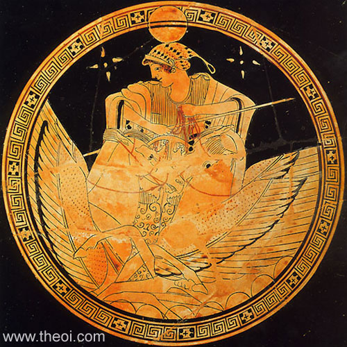 Selene goddess of the moon | Athenian red-figure kylix C5th B.C. | Antikensammlung Berlin