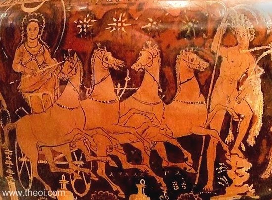 Selene & Endymion | Apulian red figure vase painting